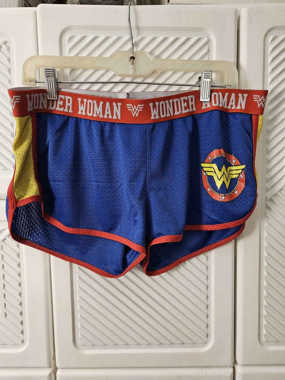 DC Comics Wonder Woman Blue Athletic Shorts with Red Trim